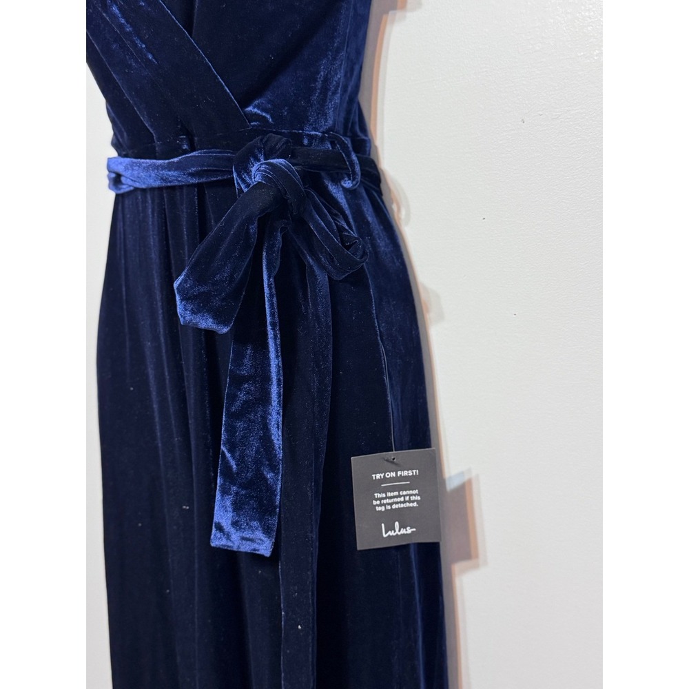 Lulus Luxe Glam Velvet Surplice Jumpsuit Women Size L Eveningwear Party Chic - Picture 4 of 8